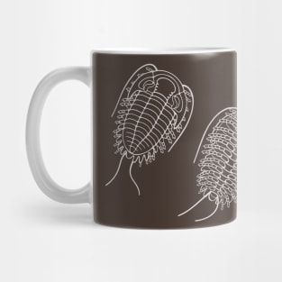 White Line Drawing of Phacopid Trilobite Mug